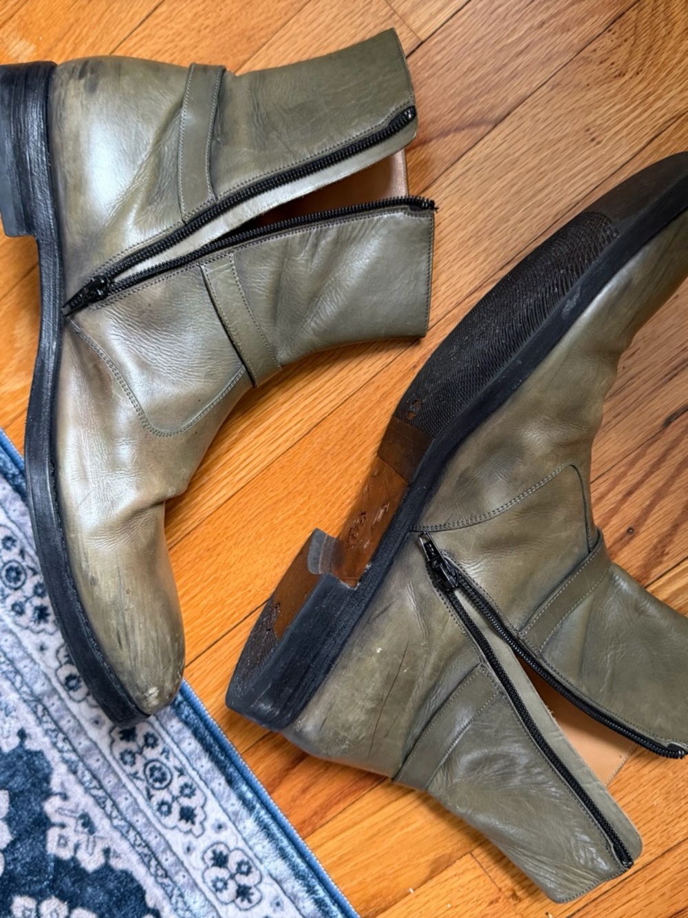 Maison Margiela Light Olive Calf Skin Vibram Sole Men’s Ankle Boots Size EU 45 - Picture 7 of 16